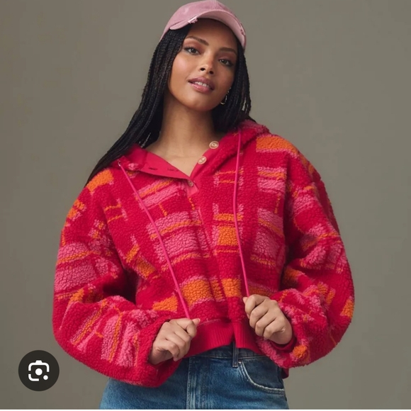 NWT Anthropologie Porridge Sherpa Fleece lined Hoodie - Picture 2 of 6